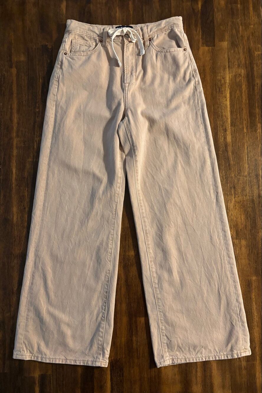 Gap Women’s 4 Jeans Wide Leg High Rise Drawstring 100% Cotton Denim Relaxed